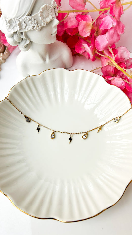 Drop lightening charm necklace