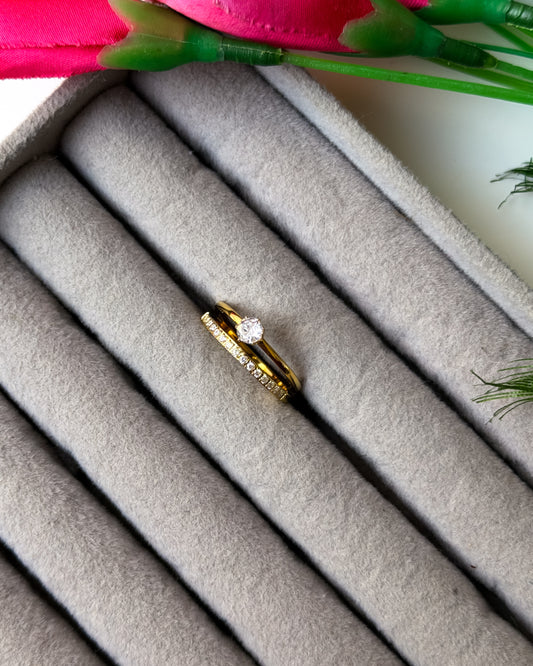 Double layer premium Solitaire ring