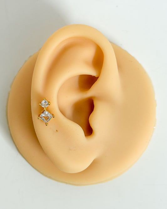 Double square stone ballback studs
