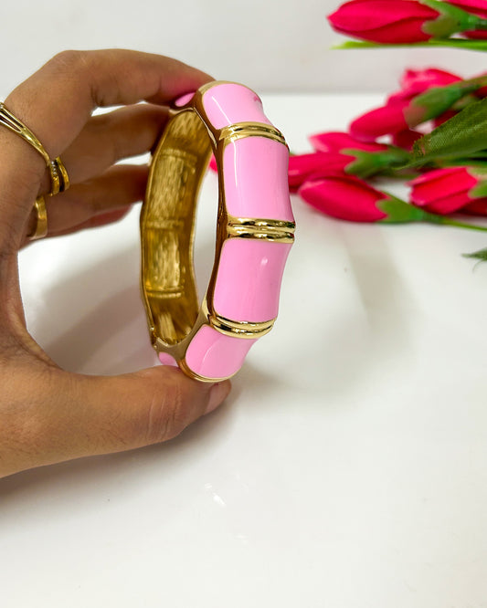 Pink bamboo Italian bracelet