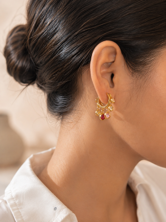 The modern jhumka huggies (multi colour)