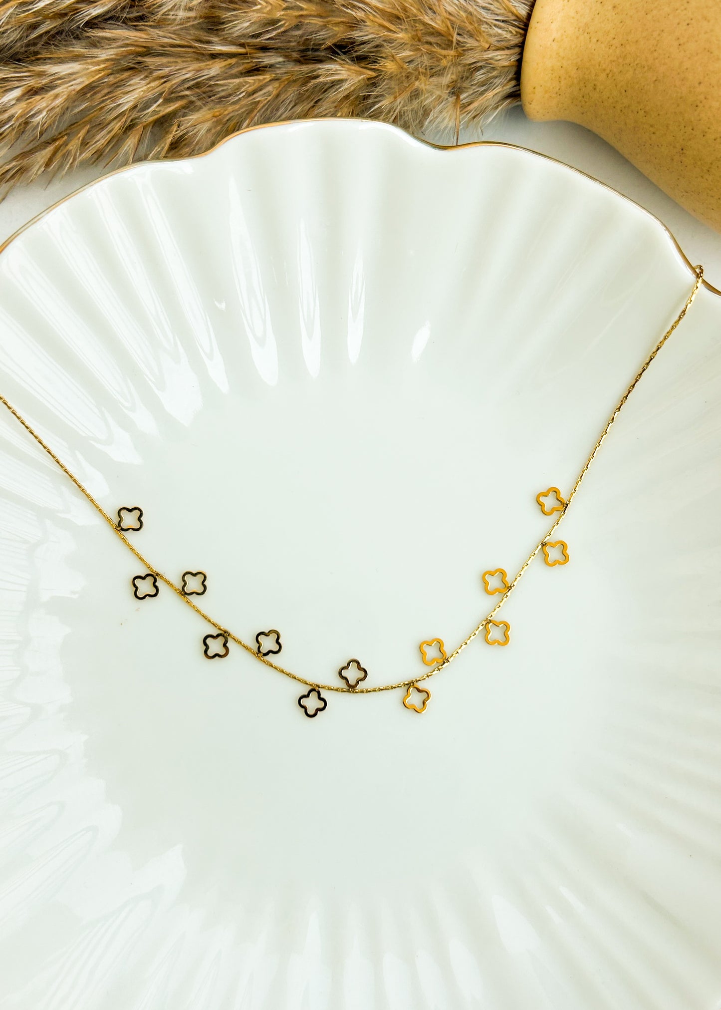 Delicate clover charm necklace