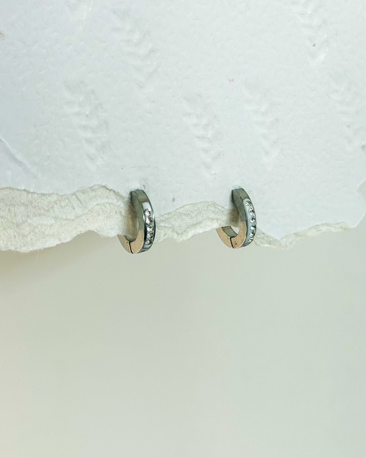 Mini silver studded Huggies