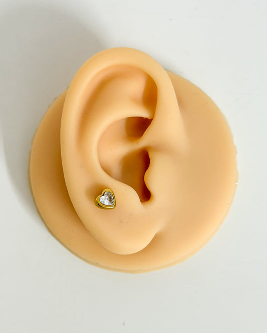 Heart stone ballback studs(Ss)