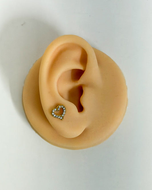 Studded hollow heart ballback studs (Ss)