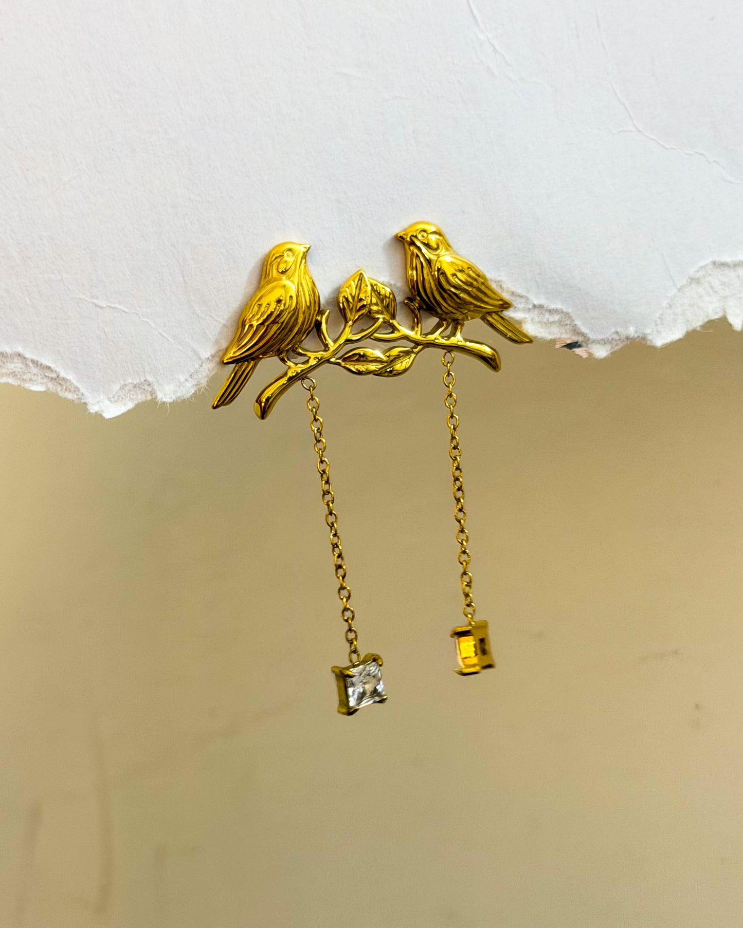 statement hanging stone parrot studs