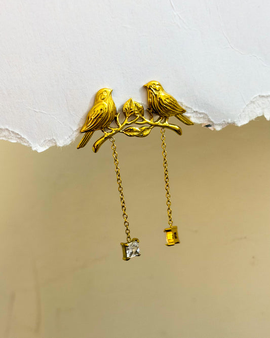 statement hanging stone parrot studs