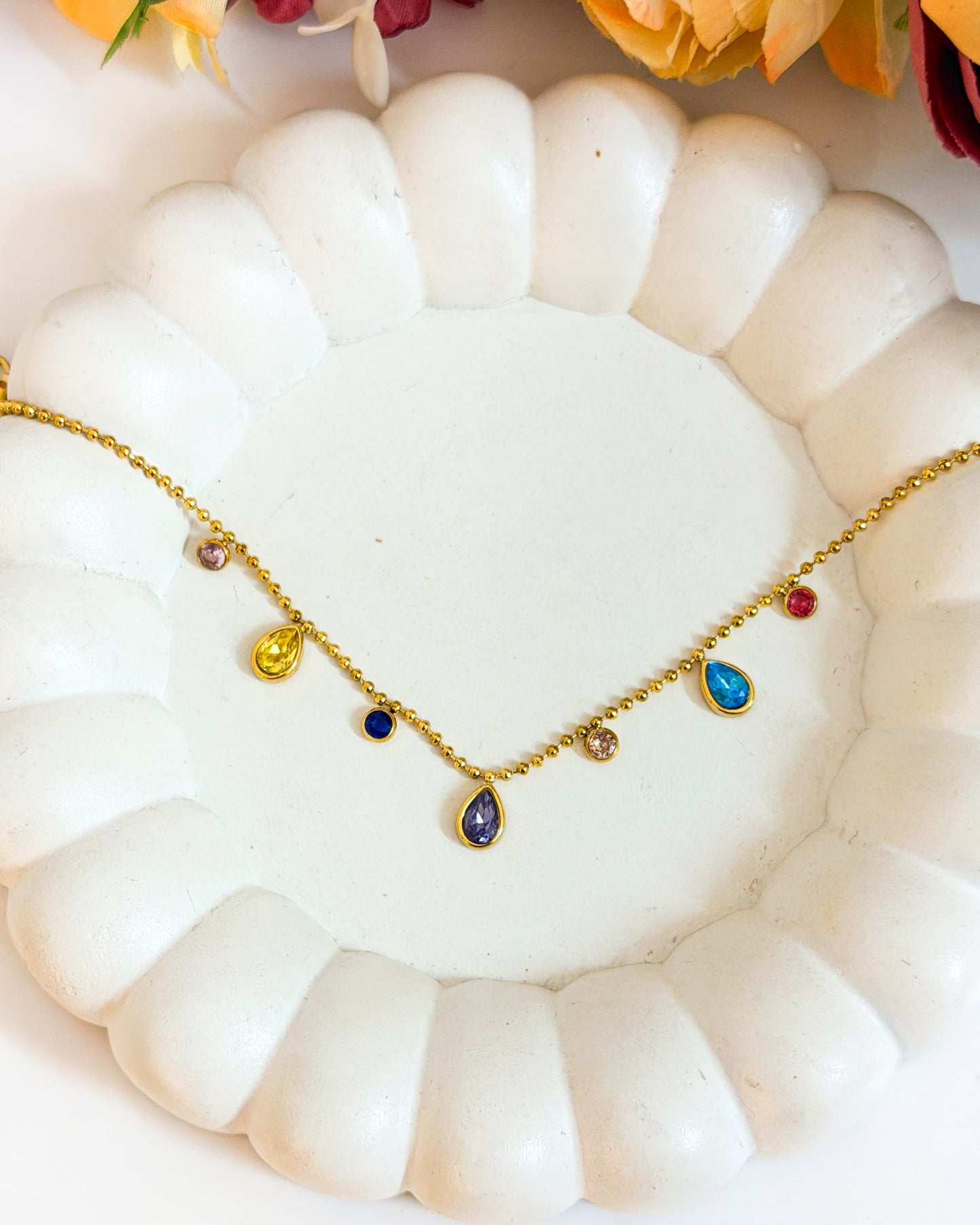 Multicolour drop stone bracelet