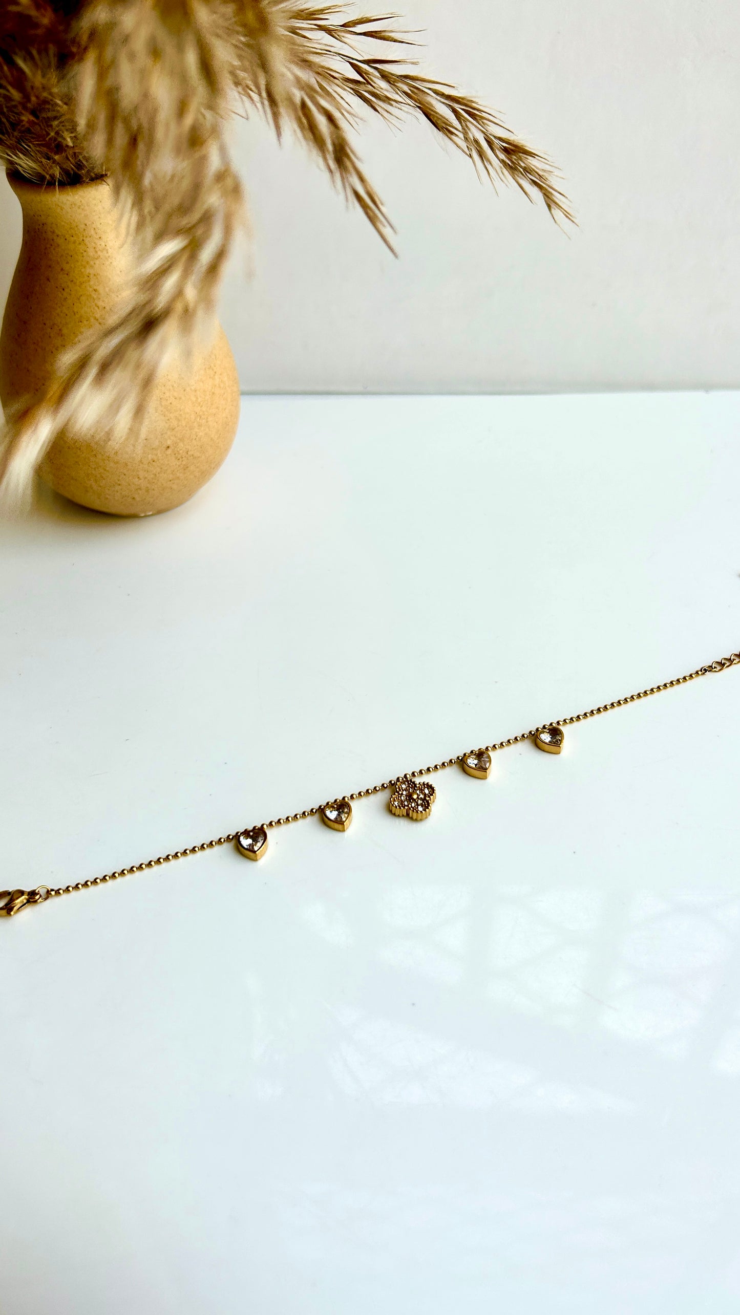 Studded clover charm bracelet
