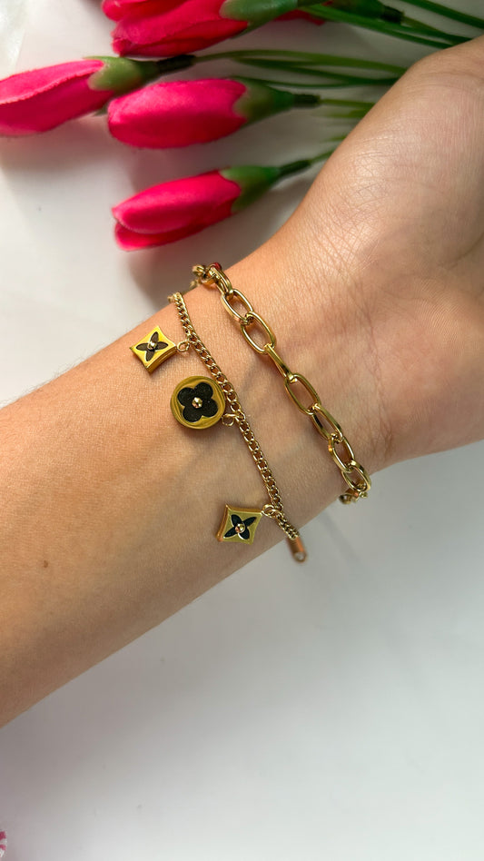 Black clover charm bracelet