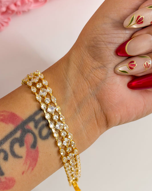 Three layered tennis bracelet