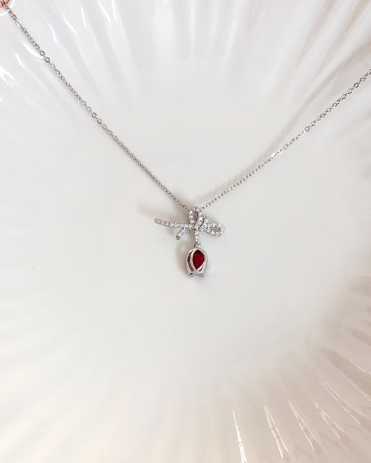 Silver tulip necklace