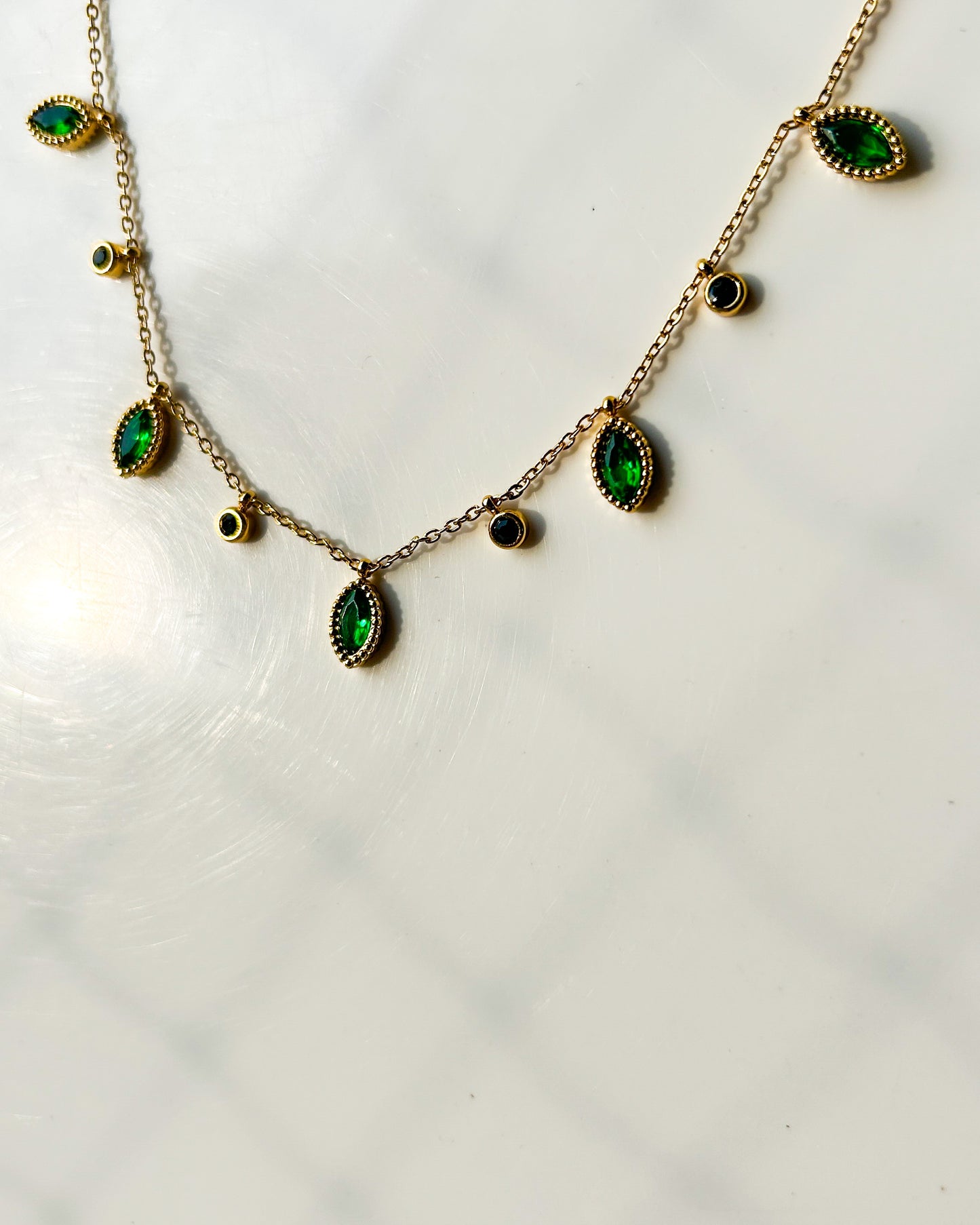 Drop stone charm necklace