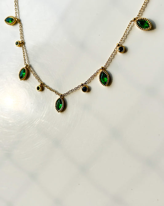 Drop stone charm necklace