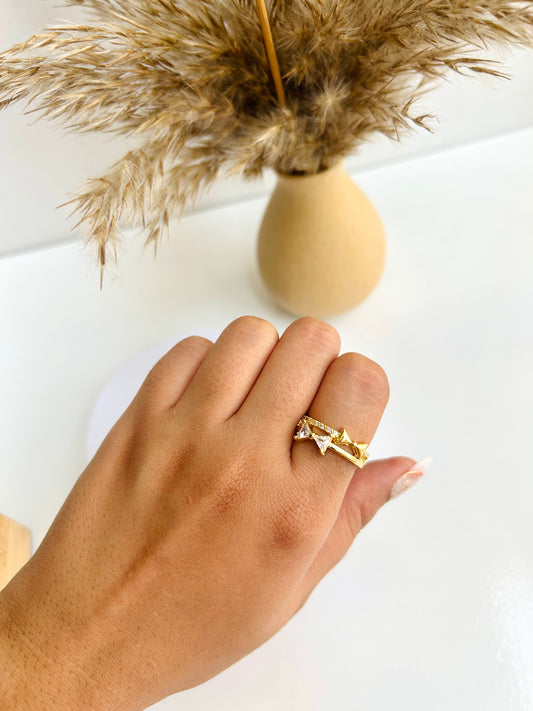 Studded bow adjustable ring