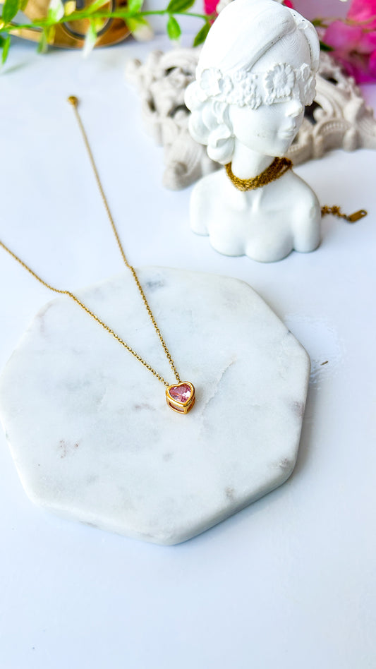 Delicate heart stone necklace