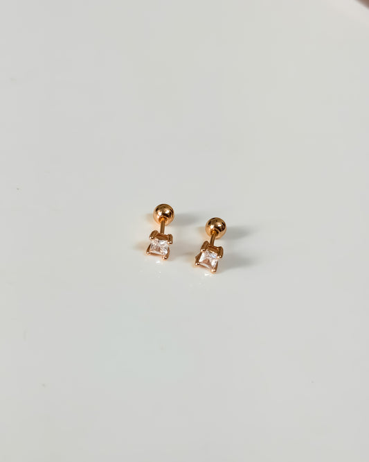 Mini square rosegold ball back studs