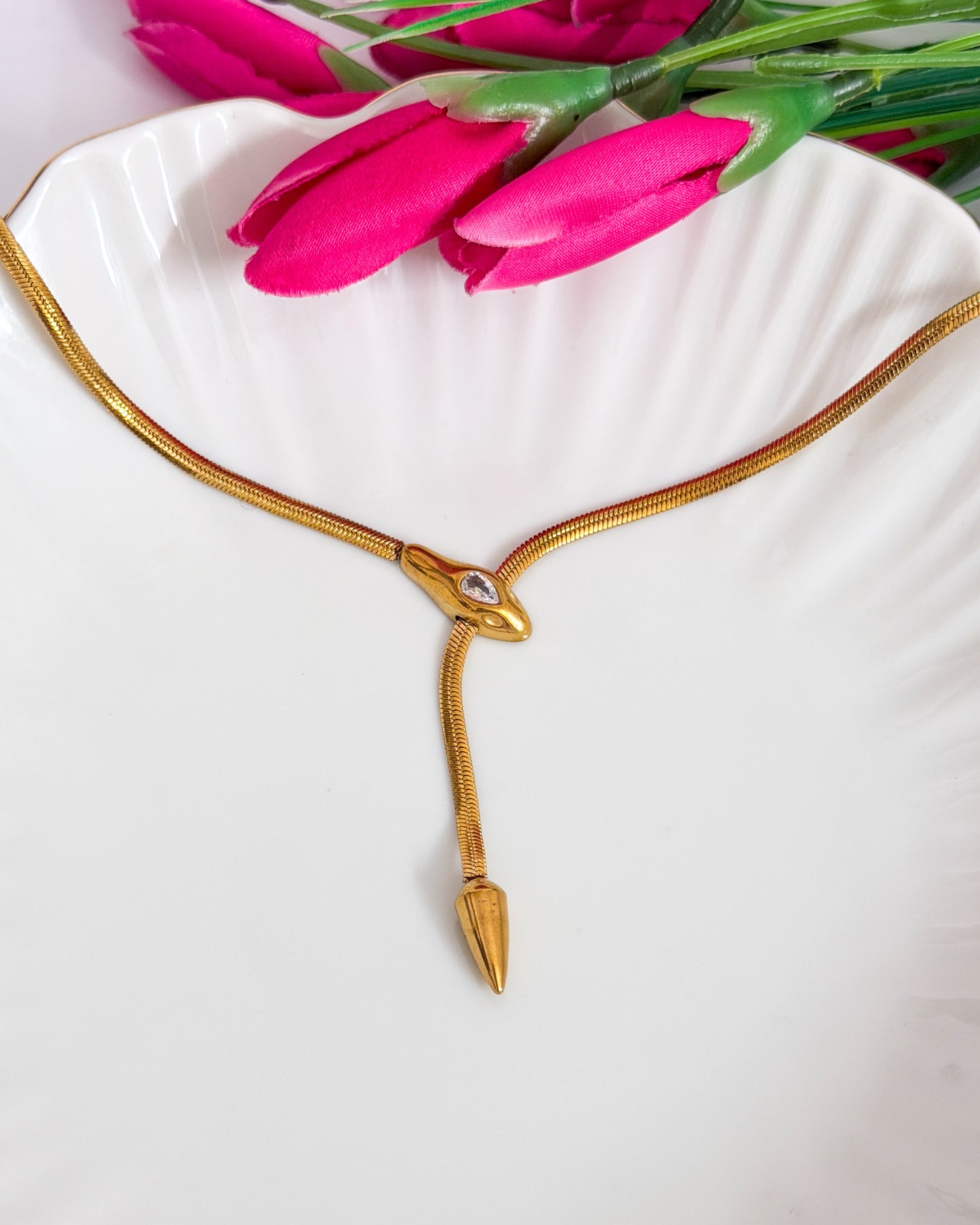 Statement serpent necklace