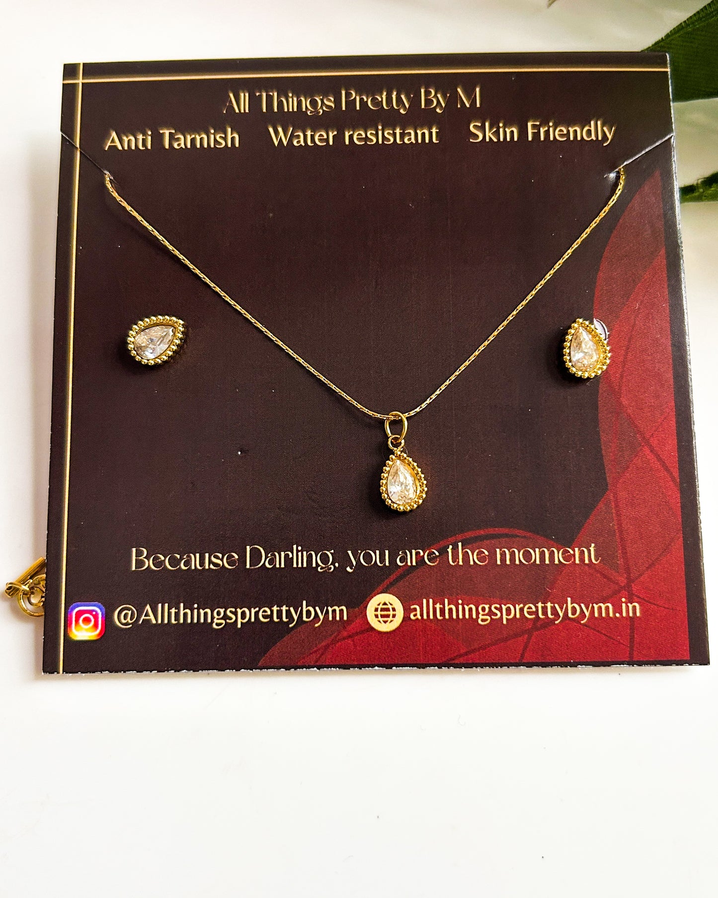 Drop stone combo ( necklace+ earrings)