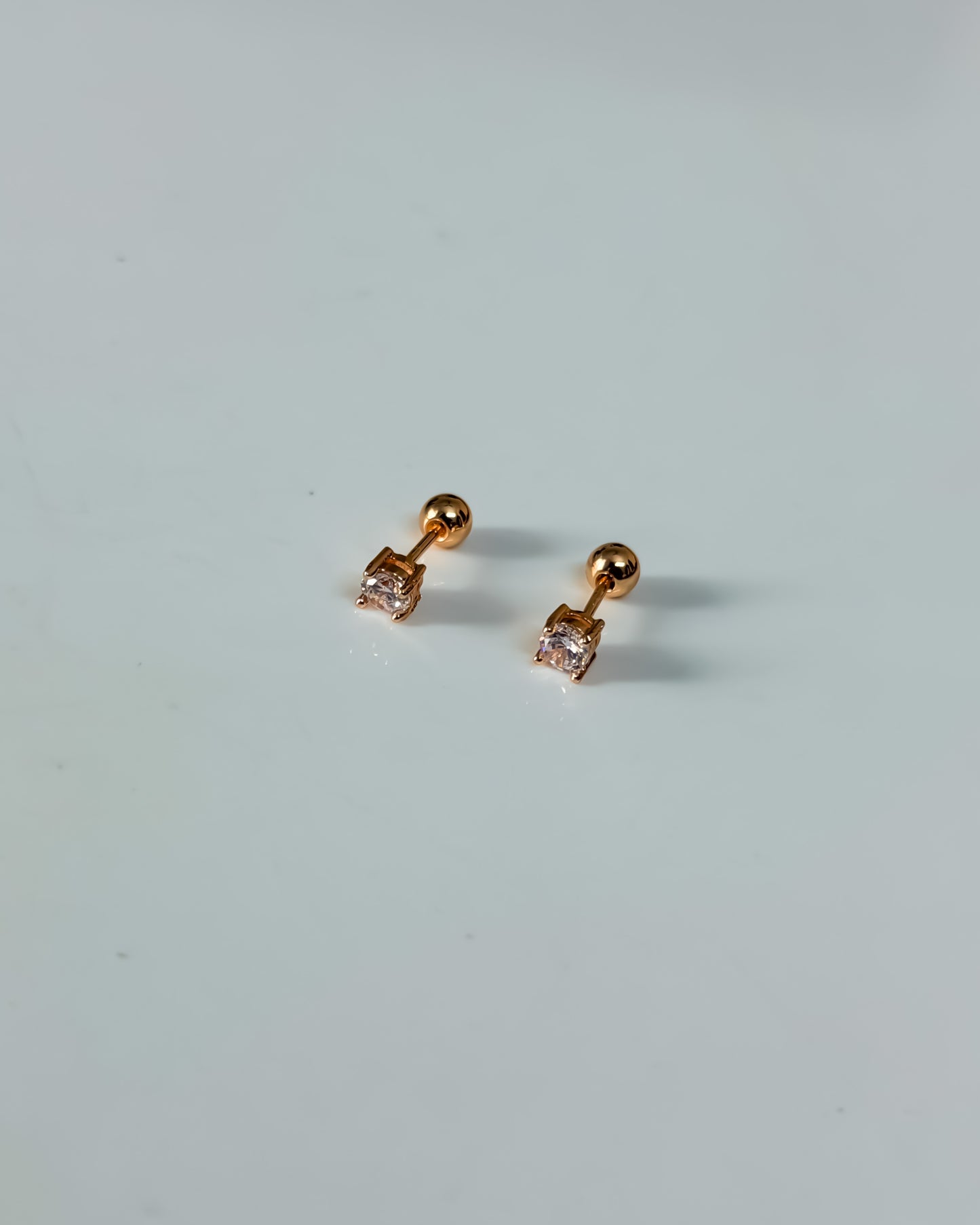 Mini rosegold round ball back studs