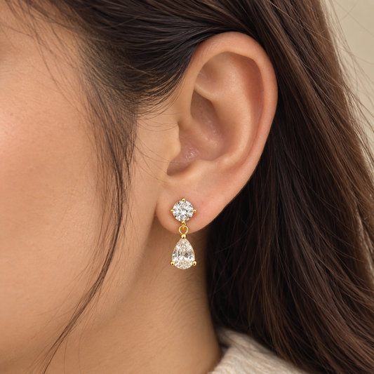 Round with Drop stone Earrings
