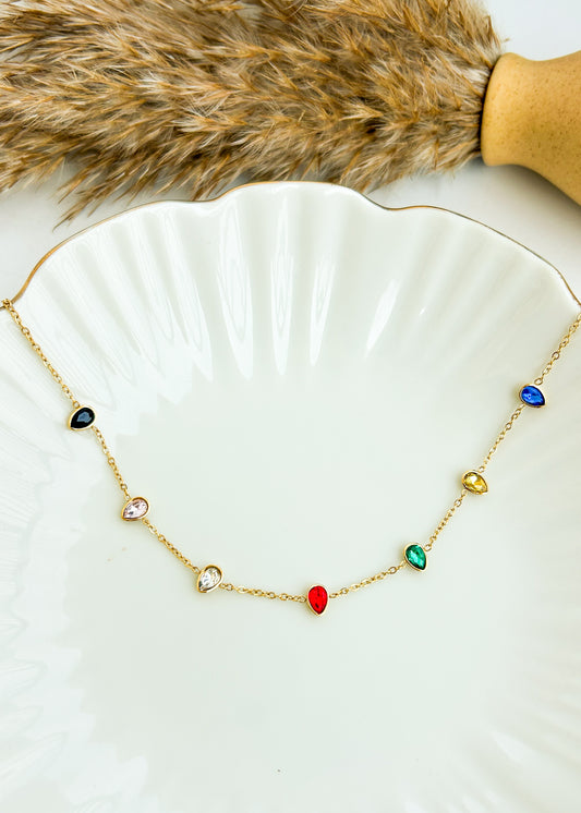 Multi coloured drop stone necklace