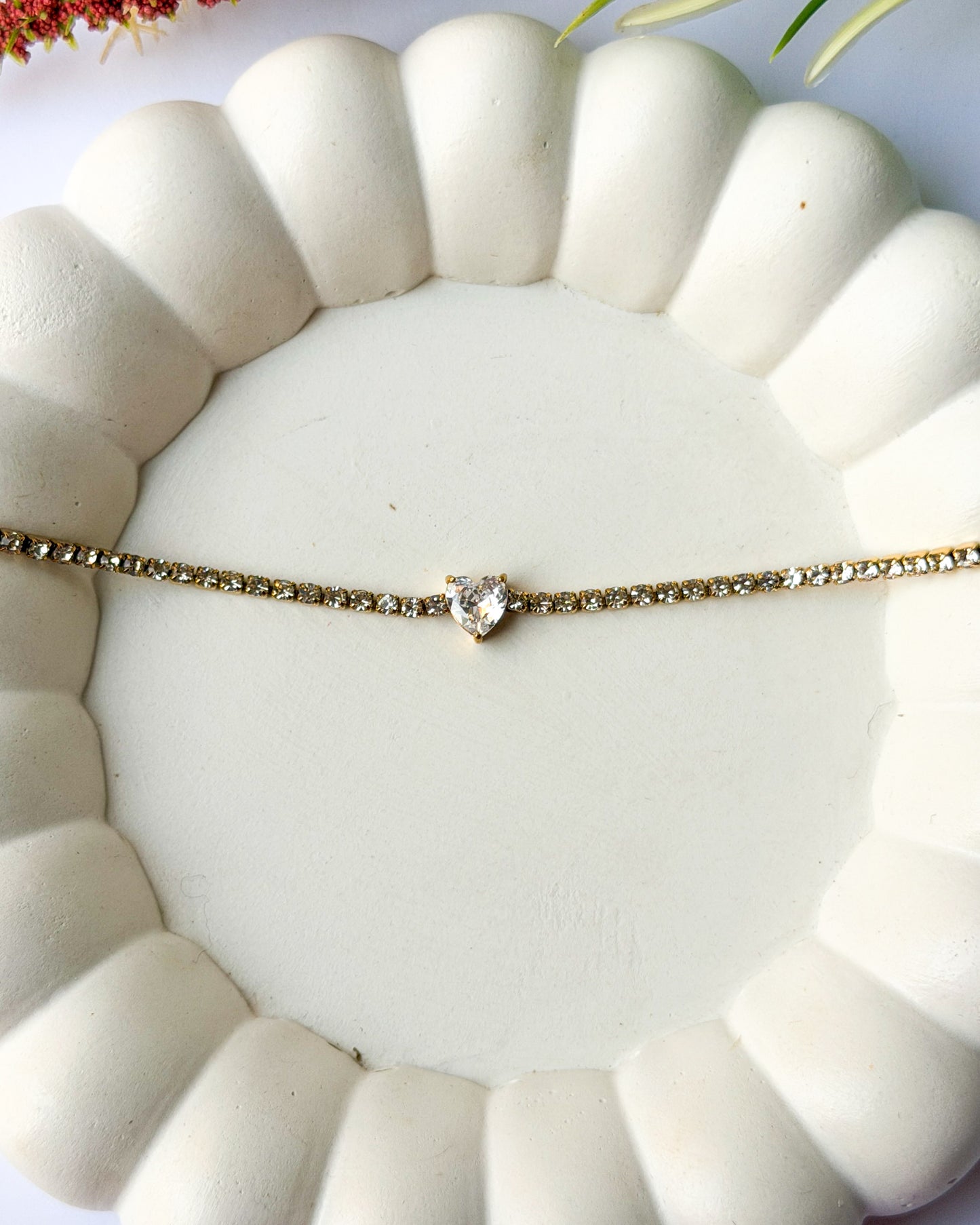 Heart stone with tennis bracelet