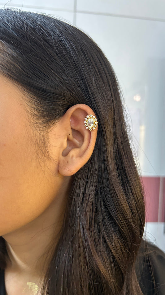 Pearl petal no piercing press on Earcuff- single