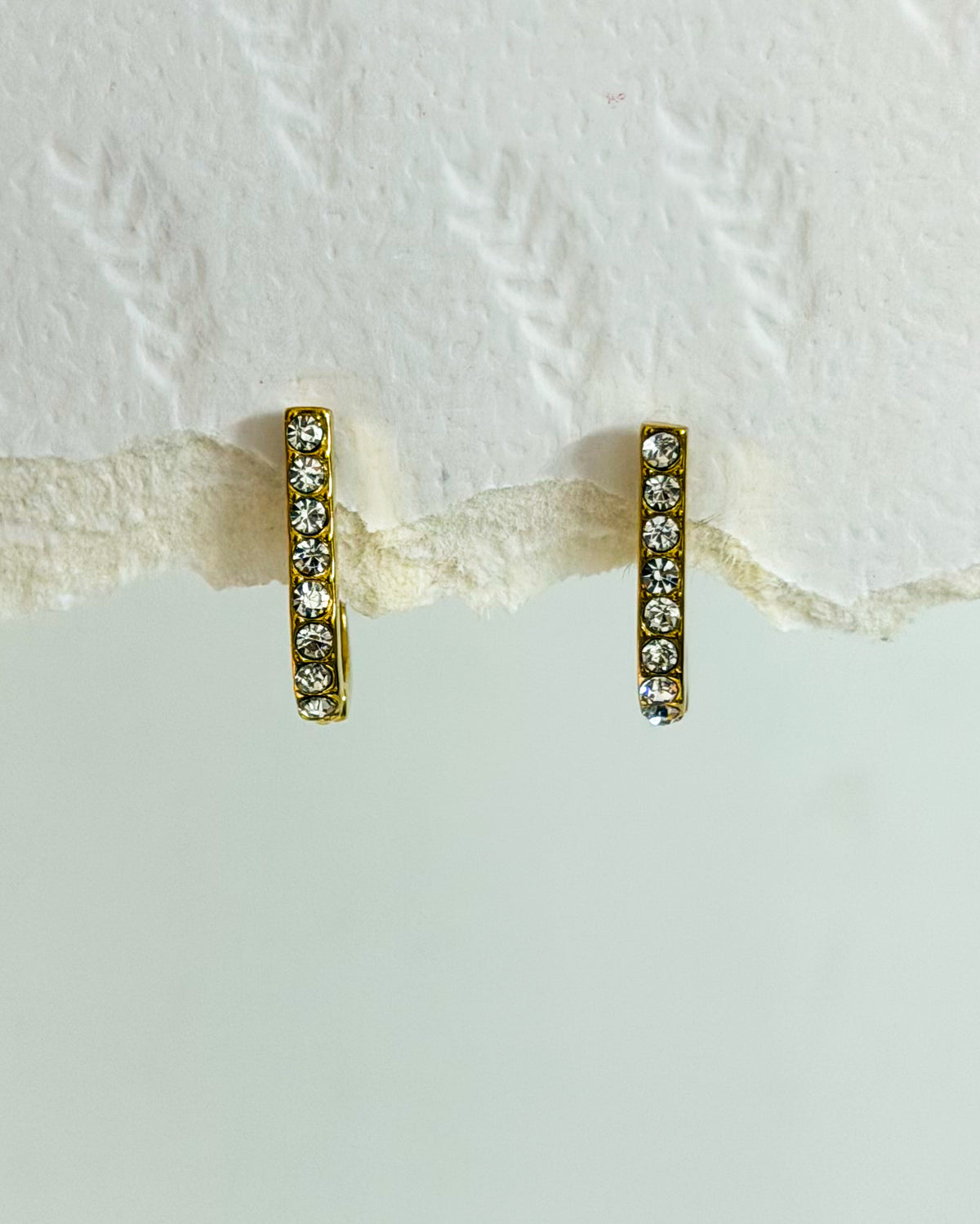Studded thin elongated hoops