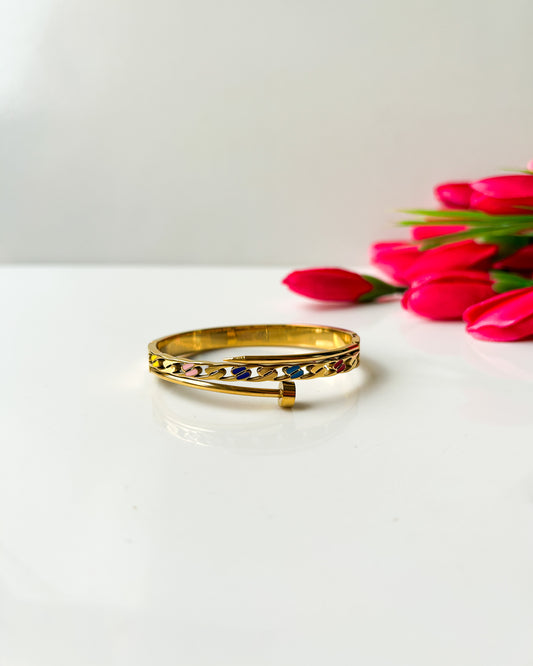 Evil eye nail thin wrist bracelet