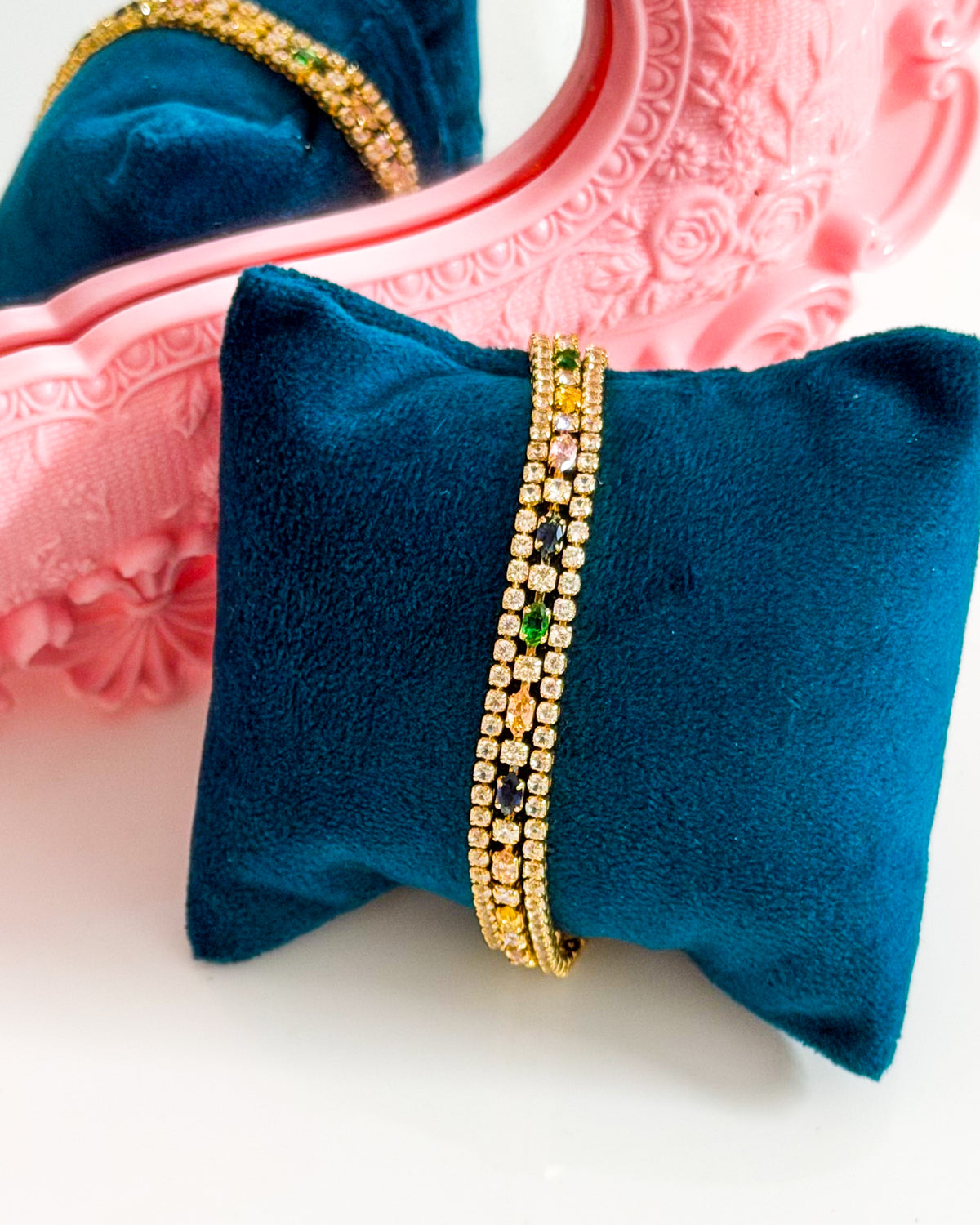 Thin tennis with multicoloured stone tennis bracelet