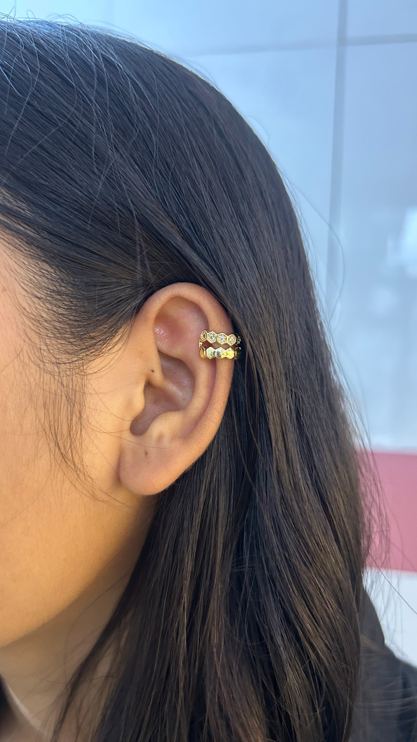 Honeycomb pattern Earcuff- single