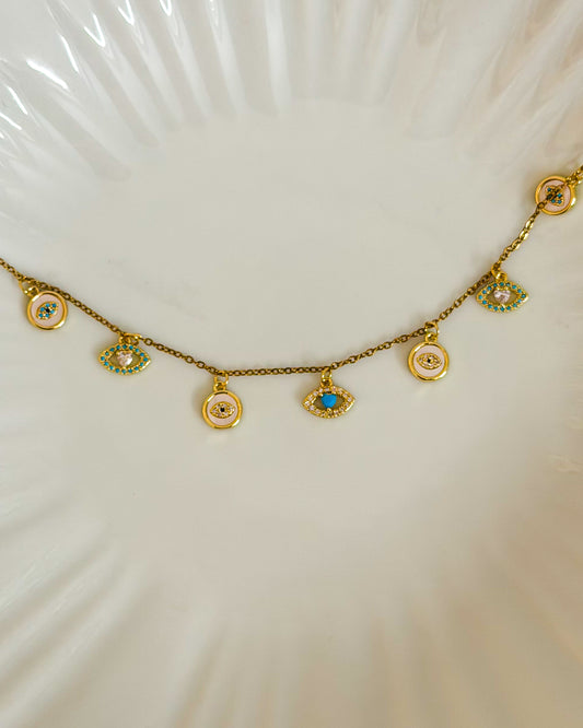 Evil eye charm necklace