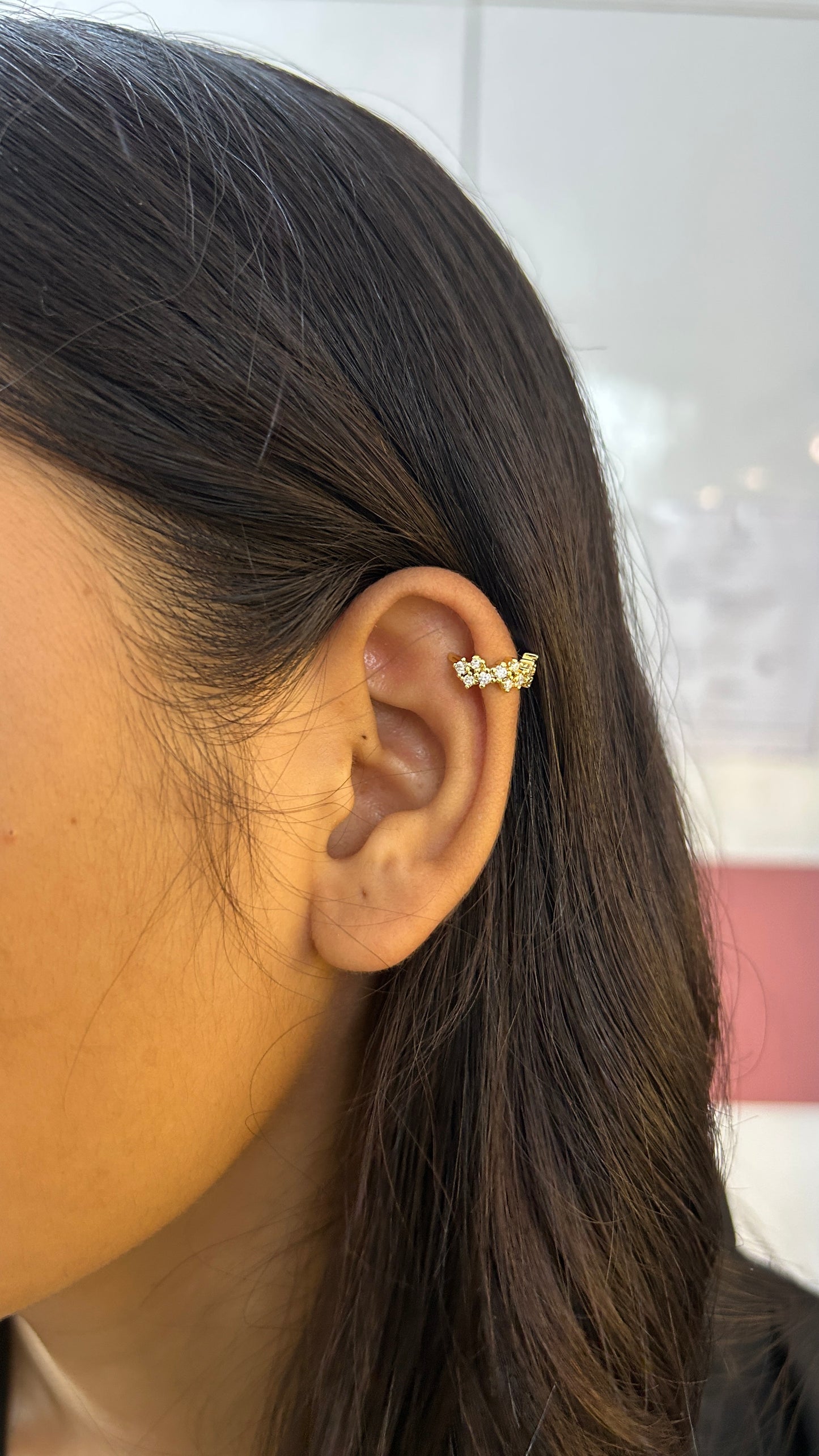 Daisy flora no piercing press on Earcuff- single