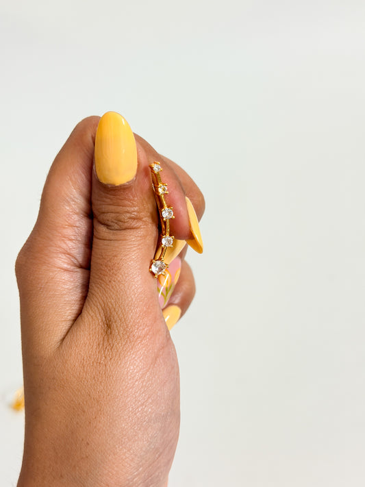 Round stone climber earrings