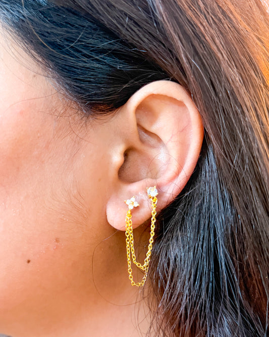 Four petal link chain ball back studs