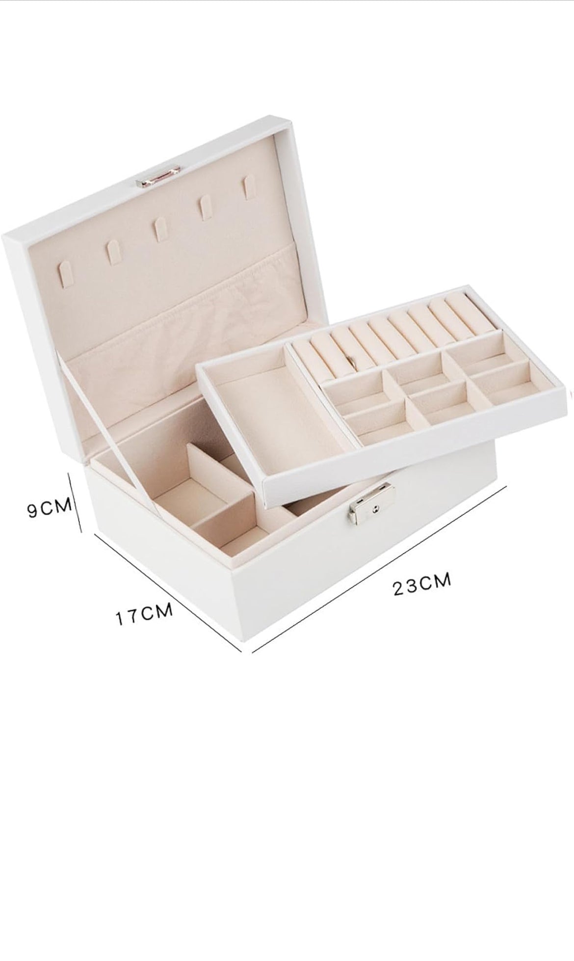 Luxe leather- velvet jewellery box - large