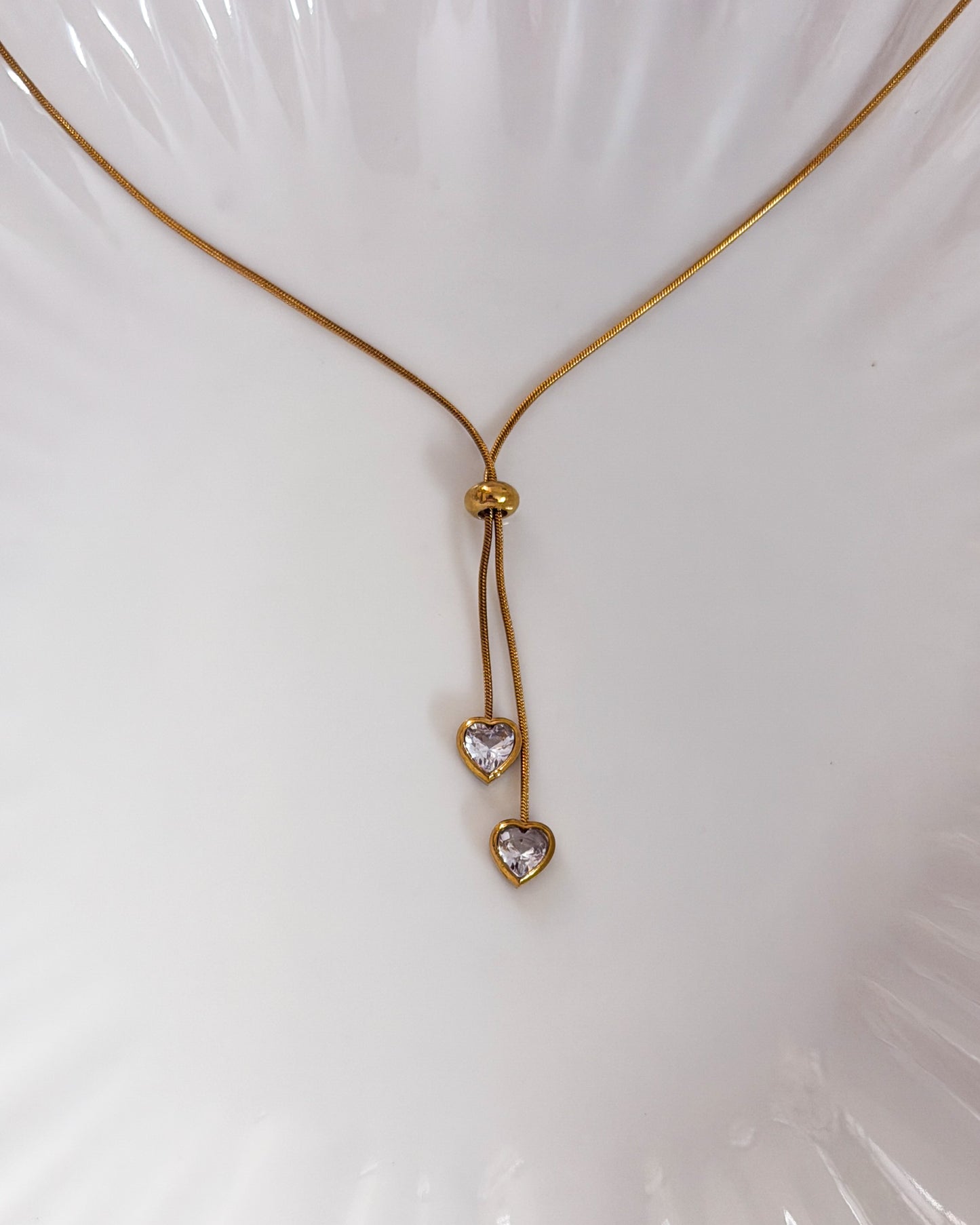 White stone drop hanging necklace