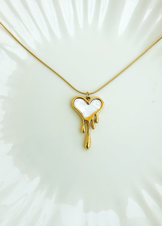Dripping heart necklace