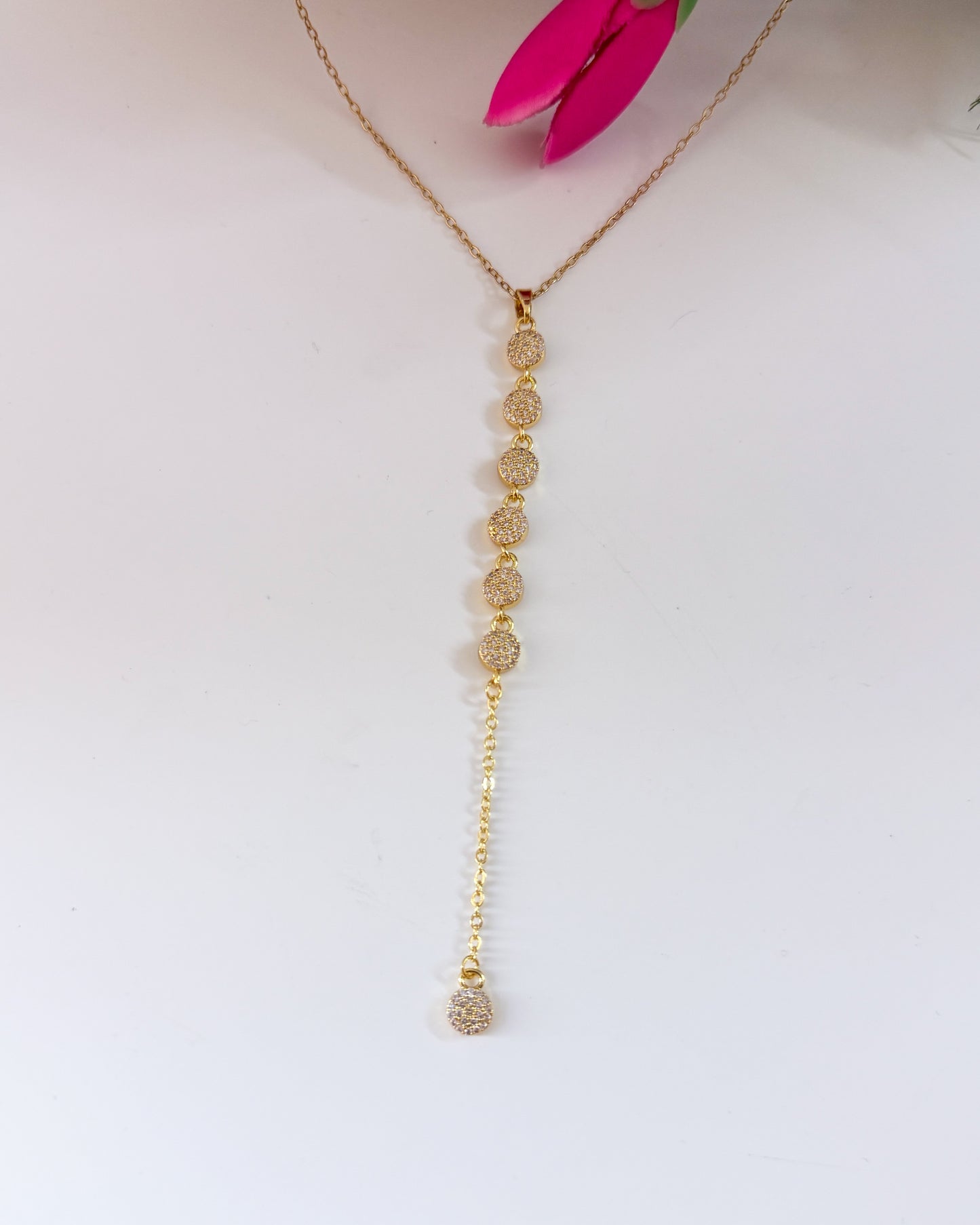 Studded long necklace