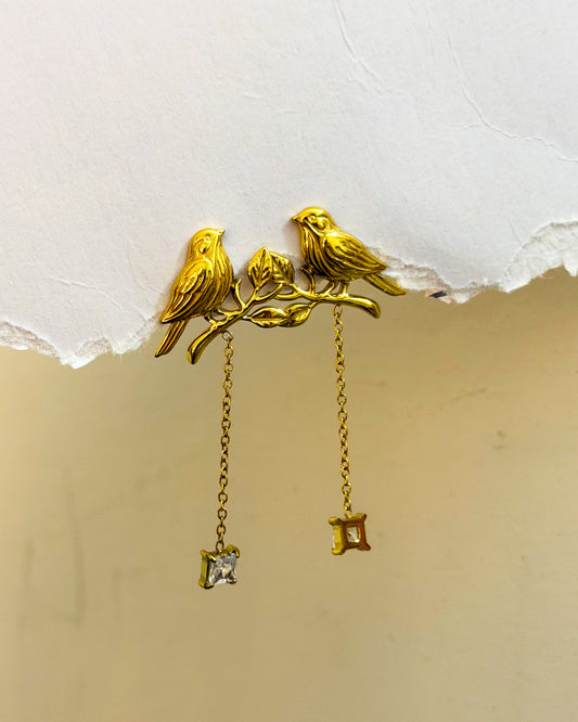 statement hanging stone parrot studs