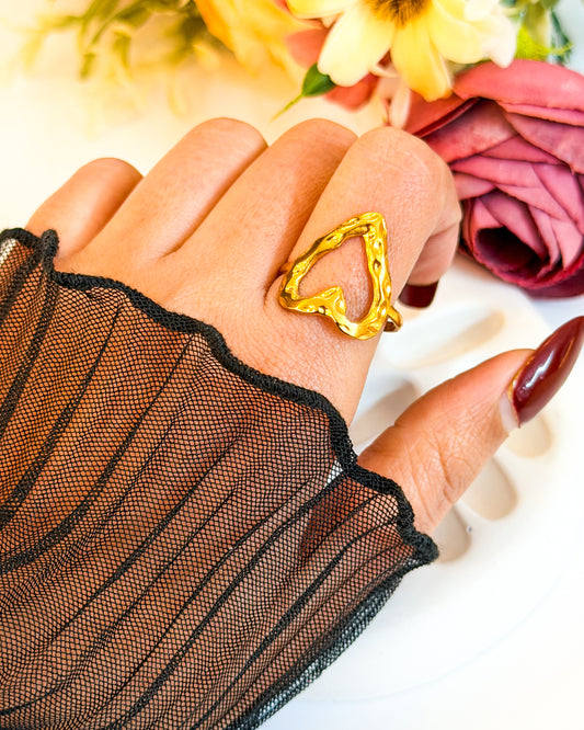 Hollow heart adjustable ring