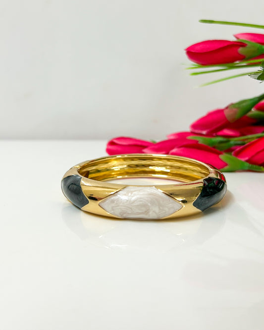 Black, white gold detailed Italian bracelet
