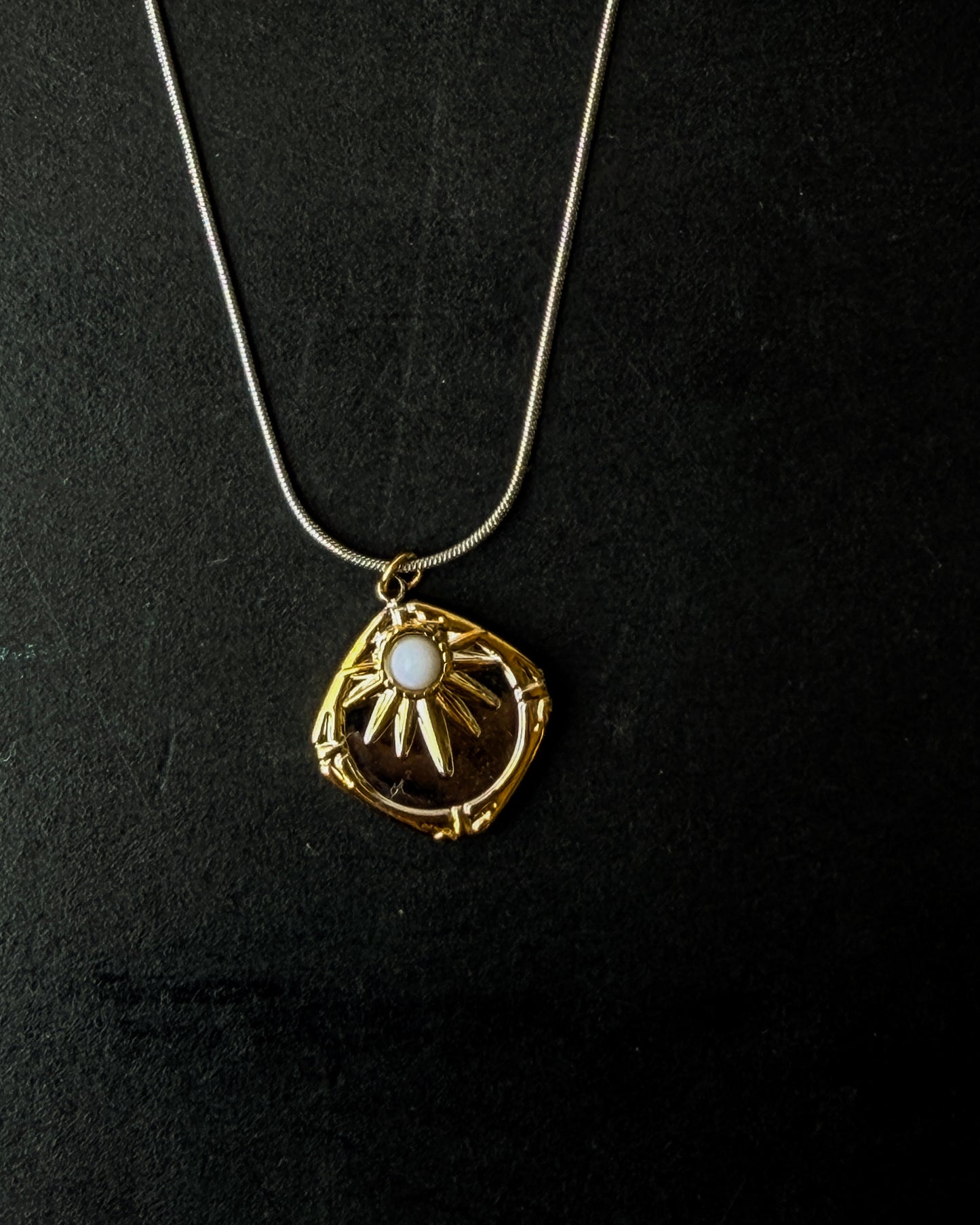 Celestial dual tone necklace