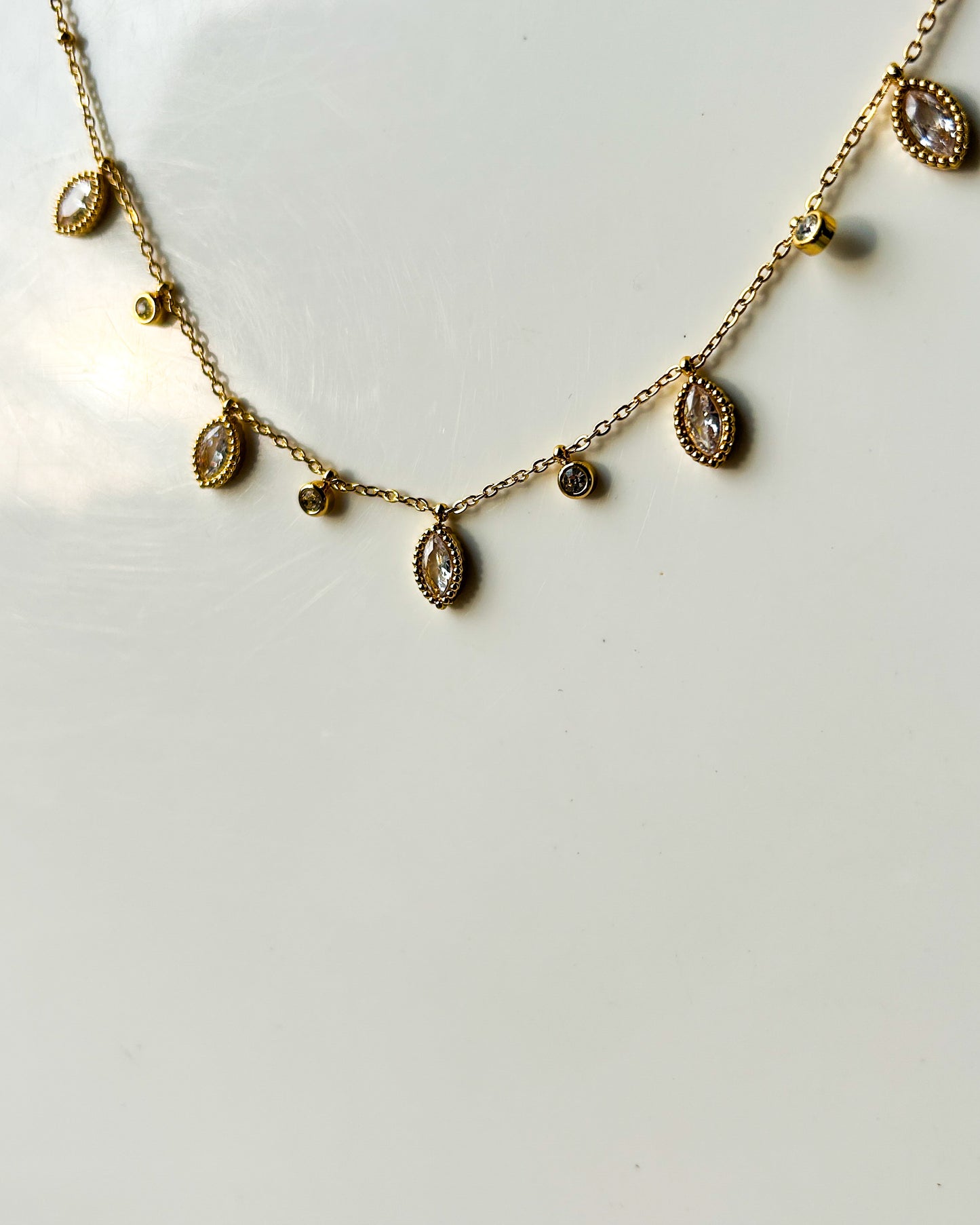 Drop stone charm necklace