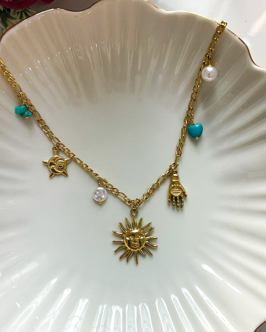Sun charm necklace