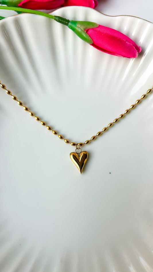 Bubbly chain point heart necklace