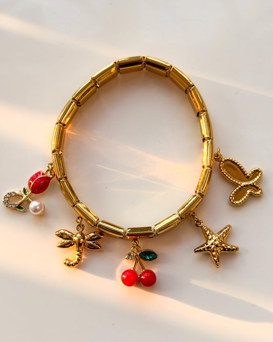 Tulip cherry Italian charm bracelet