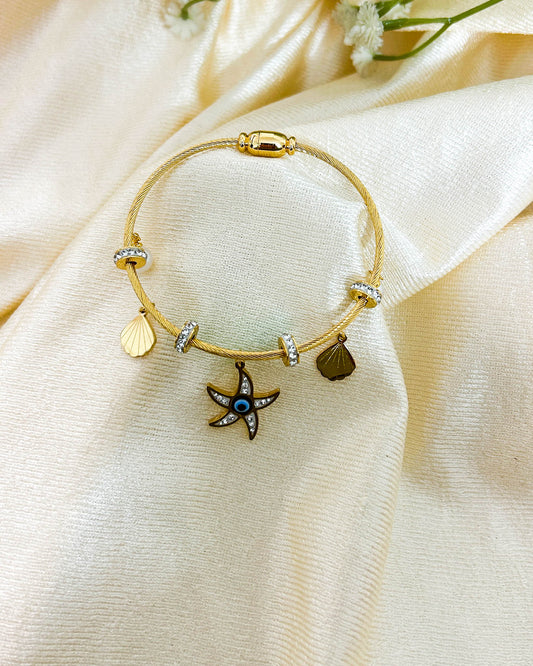 Evil eye starfish charm bracelet