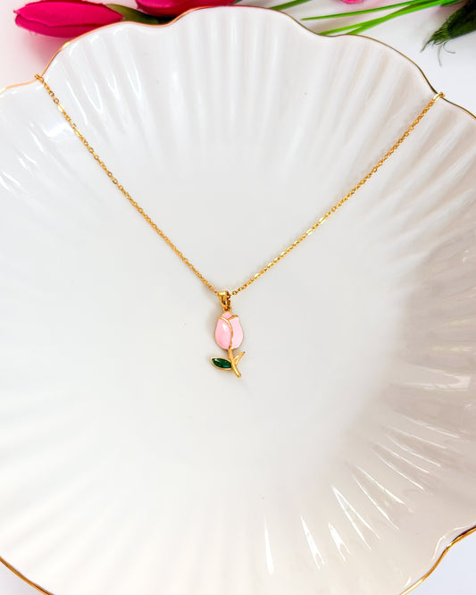 Enamel tulip necklace